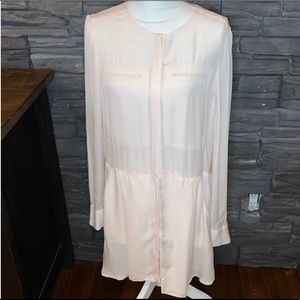 A.L.C Blush Long Sleeve Shirt Dress Silk Medium
